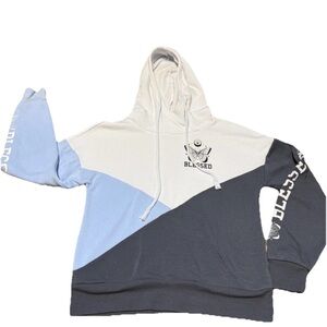 No Boundaries Men's Colorblock Hoodie - White, Blue, Gray